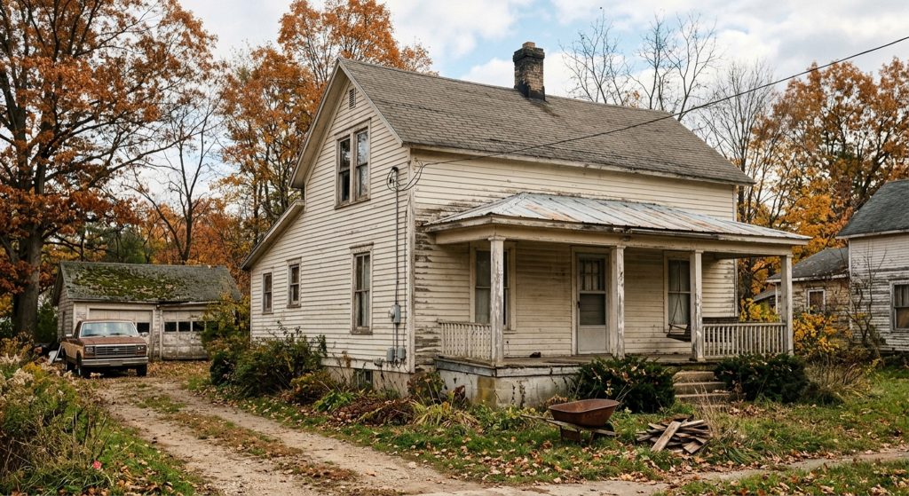 Older home in West Michigan in poor condition before renovation or sale