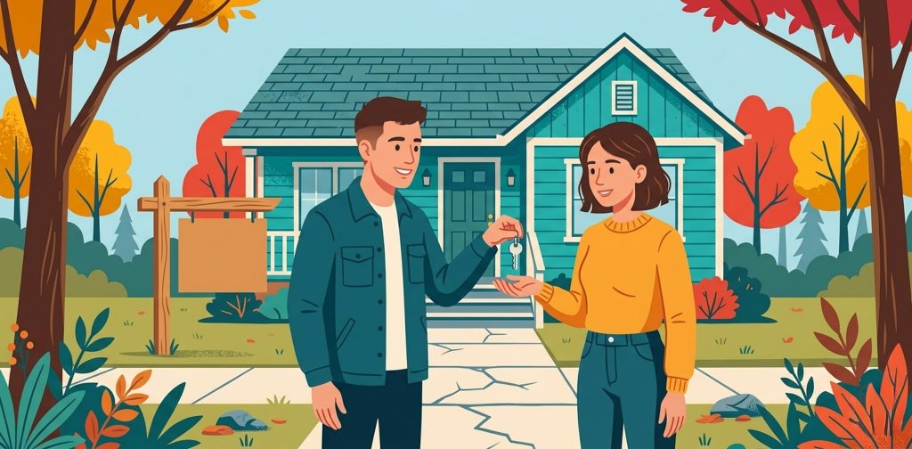 Homeowner holding house keys after selling home to avoid foreclosure in Grand Rapids Michigan