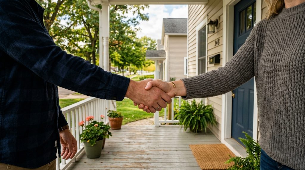 Handshake symbolizing a simple, straightforward direct home sale agreement.