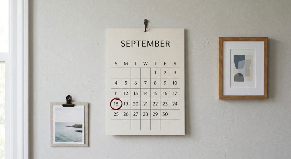 Calendar on a wall with a date circled in red, representing the flexibility to choose a closing date that fits a homeowner’s schedule during a cash home sale.